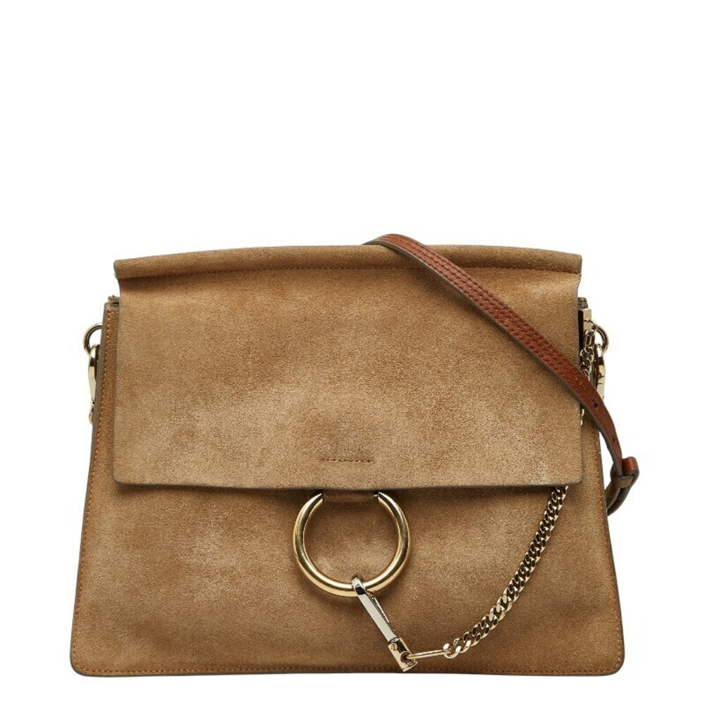 Chloe Faye Crossbody Bag Beige Cream Suede Leather